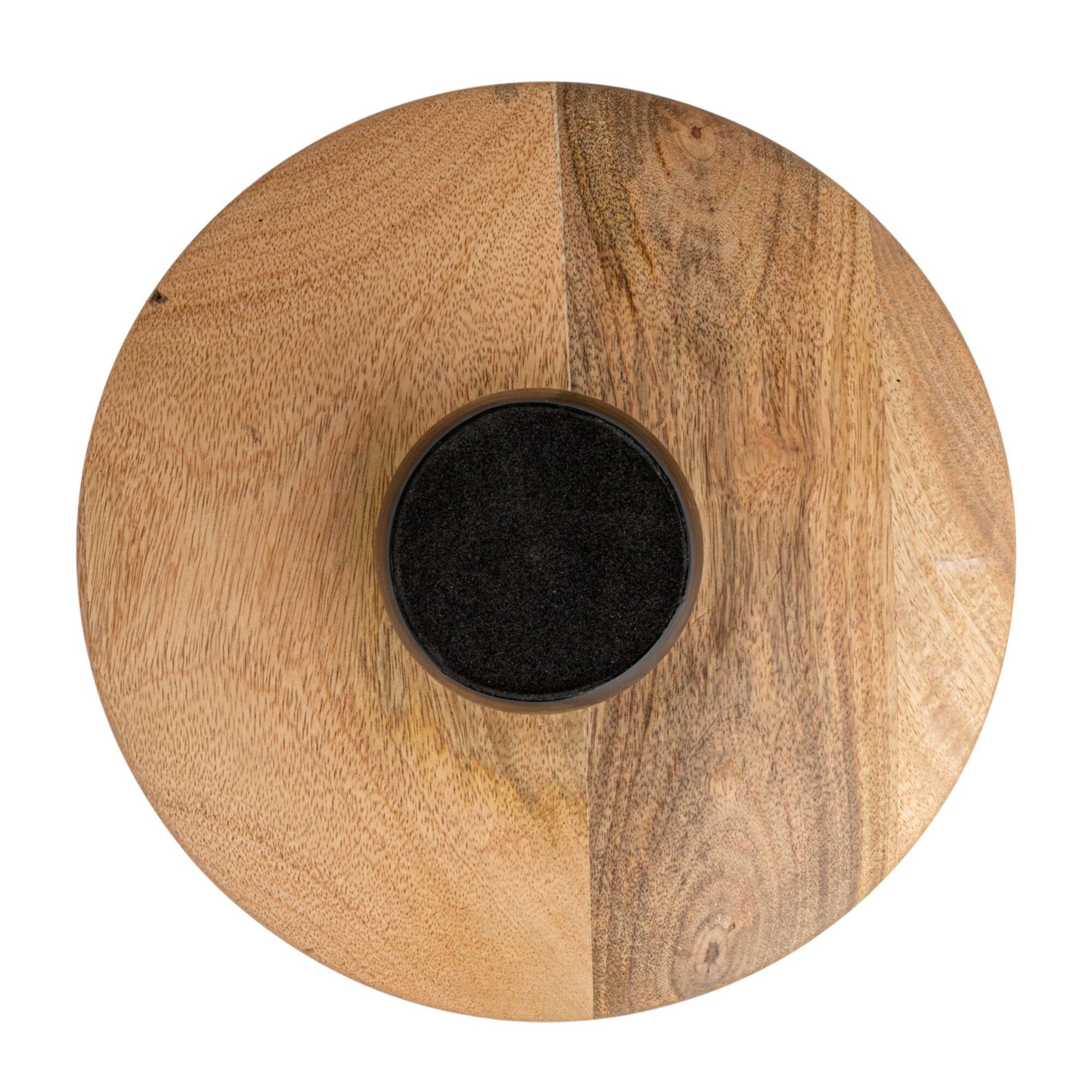 Hello Honey® 9.75" Brown & Black Enameled Mango Wood Kitchen Pedestal